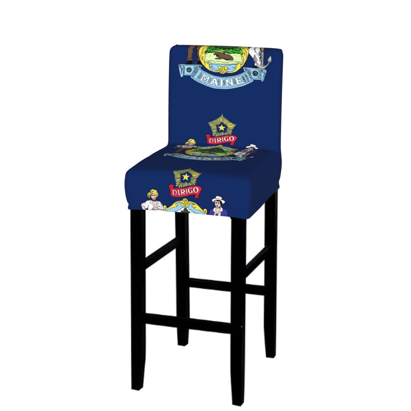 CNTDBU Flag of Maine Bar Stool Cover-Stretchy Chair Slipcover for Kitchen