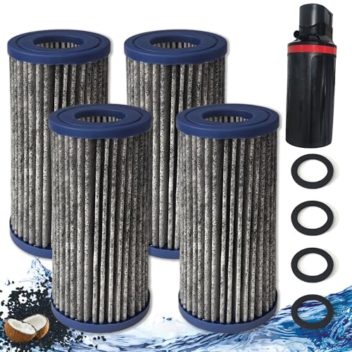 Image of NewKe 8 Pack Activated Carbon Micron Cartridge Replacement for MarineLand | for Magnum Polishing Internal Canister Filter (Ml90770) Compare to Part PA0140, 4 Upgraded Micron Cartridge & 4 Rubber Gasket