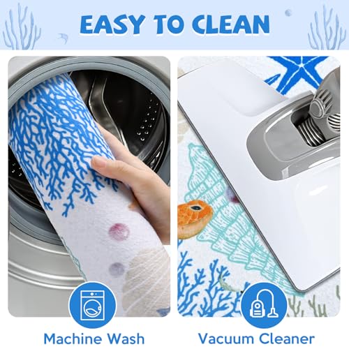 FRAMICS Summer Ocean Non Slip Welcome Mats, Outdoor Indoor Coastal Blue Washable Doormat with Rubber Backing, Absorbent Entrance Floor Mats, 18" x 30 - Image 9