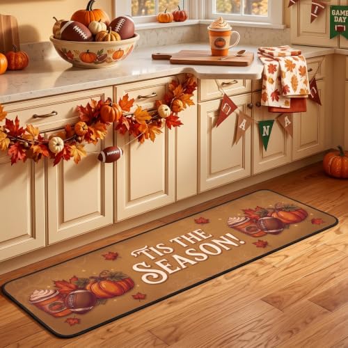 Fall Football Kitchen Mats Non Slip Thanksgiving Decor Rugs Set of 2 - image 8