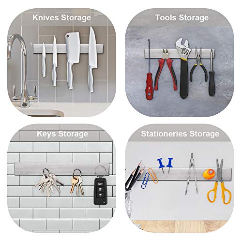 Ninonly Magnetic Knife Holder 30cm(12inch) Magnetic Knife Strip Self Adhesive Kitchen Utensil Organizer Knives Storage Magnetic Knife Rack Self Adhesive Secure & Easy Storage Kitchen Knives Rack - Image 5