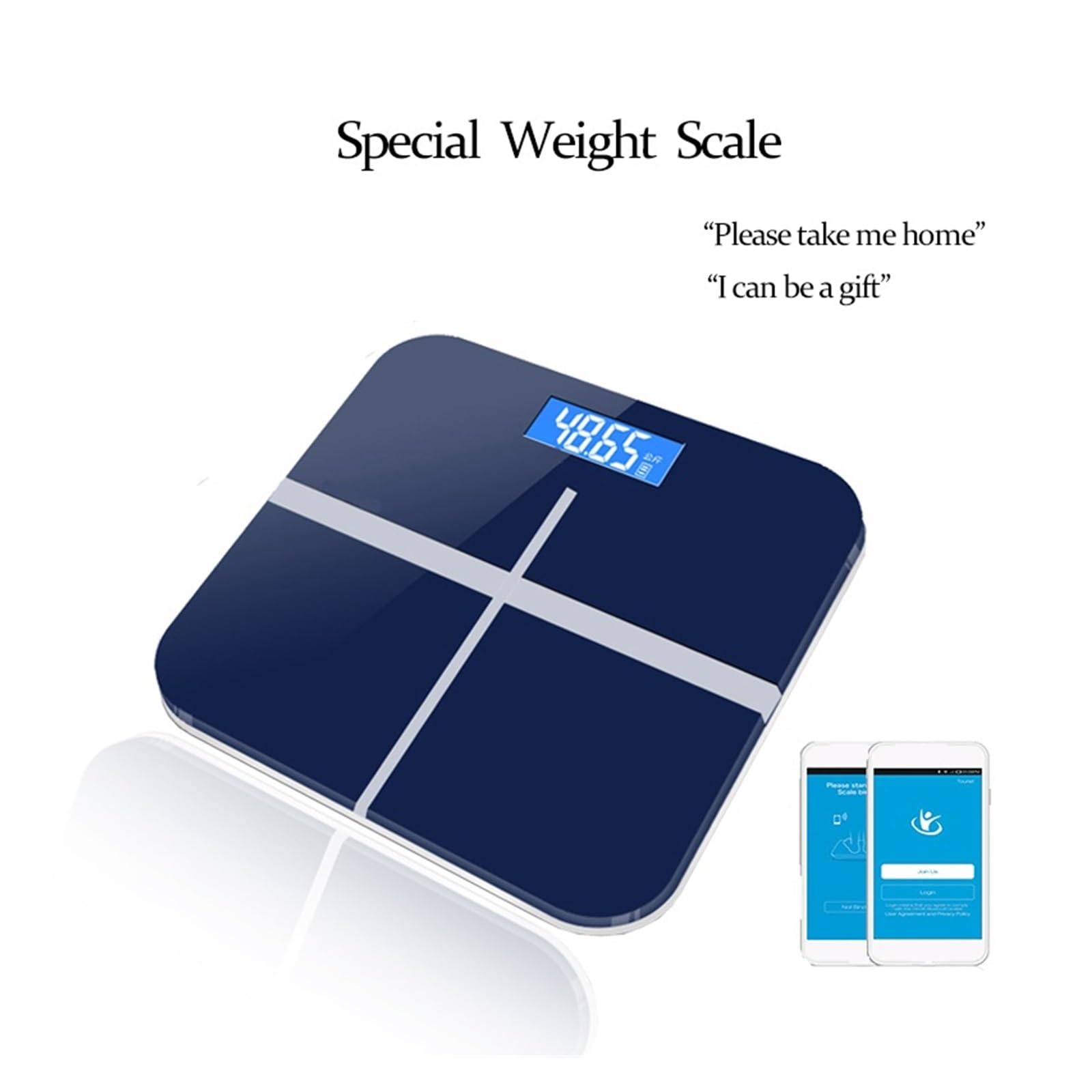 Báscula De Grasa Corporal Baño BMI Electrónica Inteligente Analizador Composición Digital Pantalla LCD Compatible Con Bluetooth Preciso FáCil De Leer(Sapphire blue)