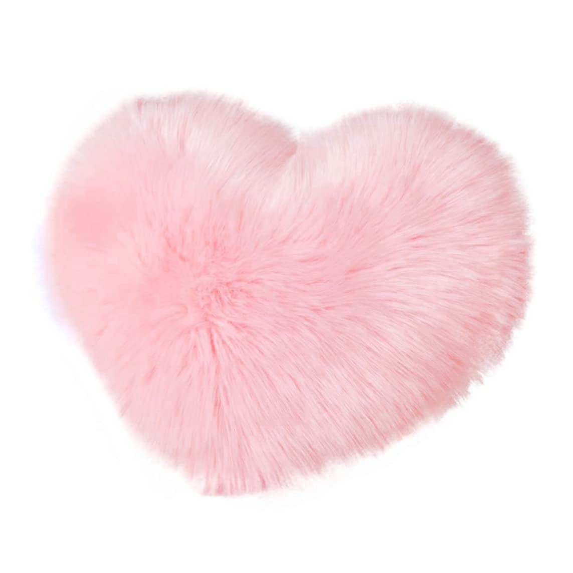 Licsaliwe Pinks Heart-Shaped Plush Pillow Cover, Artificial Wool Protector, Decorative Cushion Cover (No Insert)/50x40cm