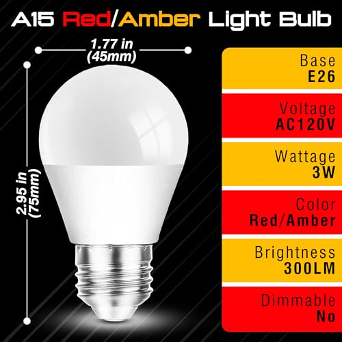 Image of Amber Light Bulb 1800k and 625nm Red Light Bulbs, 1pcs amber+1pcs Red, 3W | Blue Light Blocking 25-40W Equivalent, Warm Light Bulbs for Bedroom Healthy Sleep Porch Party Holiday Lighting, Non-Dimmable