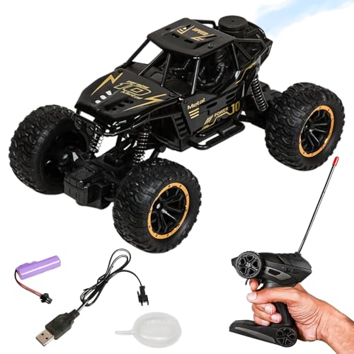 Image of Remote Control Rechargeable Land Rover Toy Car Scale 1:16 Left and Right, Backward and Forward, Front Headlights (Smoke Crawler - Black)