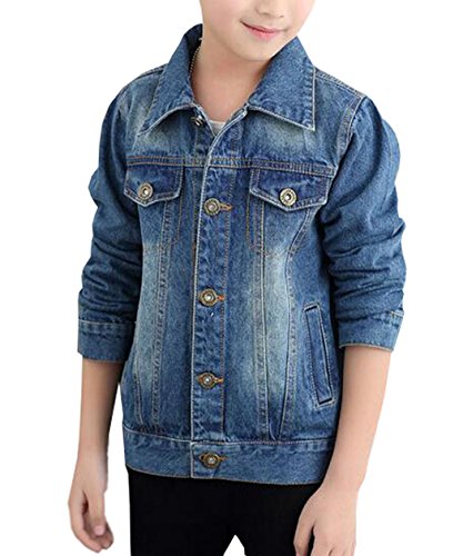 MYtodo Boys' Long Sleeve Denim Jacket Children Jeans Jacket Top