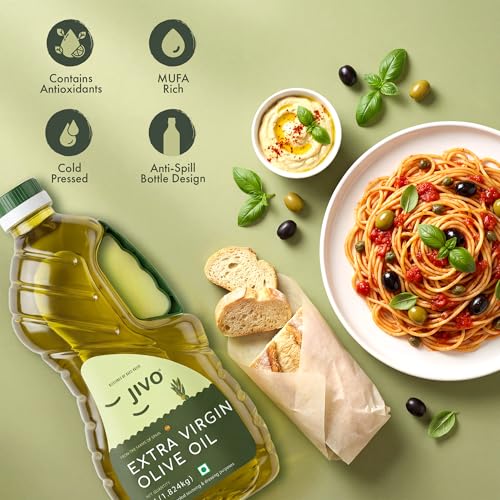 Image of Jivo Extra Virgin Olive Oil 2 Litre | Imported from Spain | MUFA-Rich Olive Oil | Vitamin E Fortified | Low in Saturated Fat | Ideal for Salads, Dressings, Soups, Dips & Marinades
