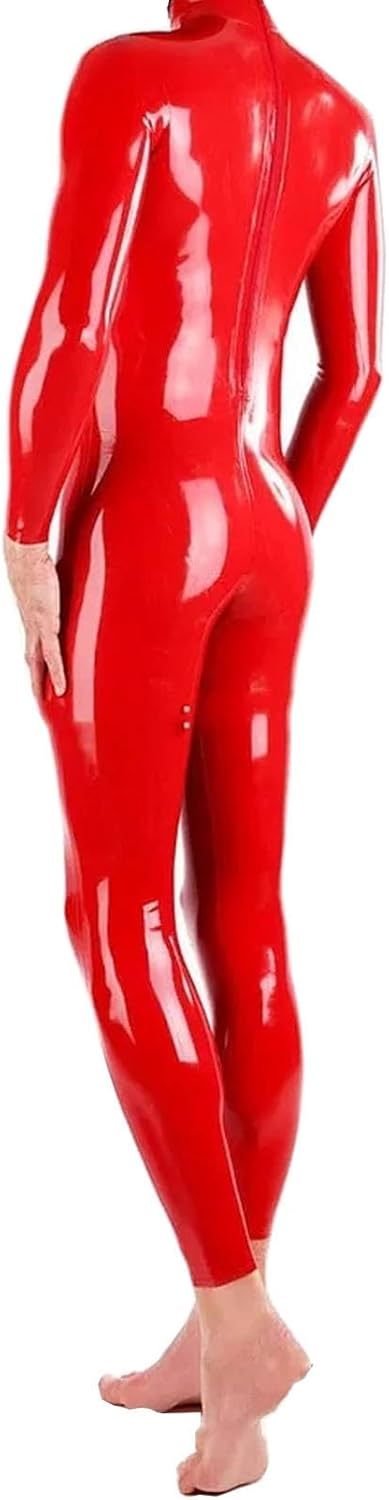 Men's Shiny Wetlook PVC Leather Catsuit Long Sleeve Back Zipper Handmade Bodysuit Full Body Leotard
