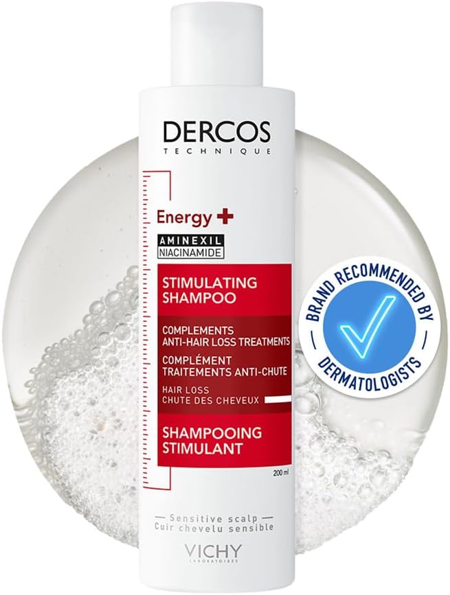 Vichy Dercos Anti-Hair Loss Shampoo, Energy+ Stimulating Formula, With Aminexil & Niacinamide, For Thinning Hair & Sensitive Scalps, 200ml