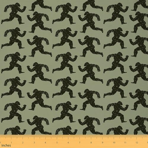 Homemissing Foot Imprimé Sasquatch Tissus au Metre Hommes Adolescents Enfants Orangutan Chasse Tapisserie Tissus 460x150cm Chaises Canapé Chasseur Décoration verte Wild Home Decor,Tissu de couture