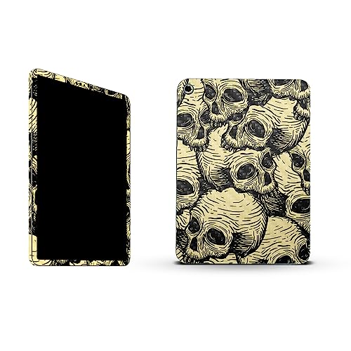 Image of MightySkins Carbon Fiber Skin Compatible with Apple iPad 10.9 inch 10th Gen (2022) Full Wrap Kit - Inked Skulls | Protective, Durable Textured Carbon Fiber Finish | Easy to Apply | Made in The USA