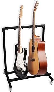 Mr.Power Guitar Rolling Stand Multiple Instrument Stage Studio Display Rack Movable (5 Holder)