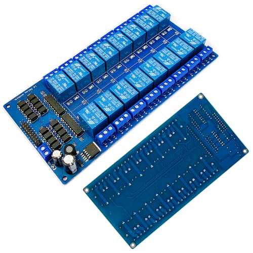  DEVMO Modulo scheda di interfaccia relè 12V 16 canali accoppiatore ottico LED LM2576 alimentazione compatibile con Ar-duino Kit fai da te PiC ARM AVR