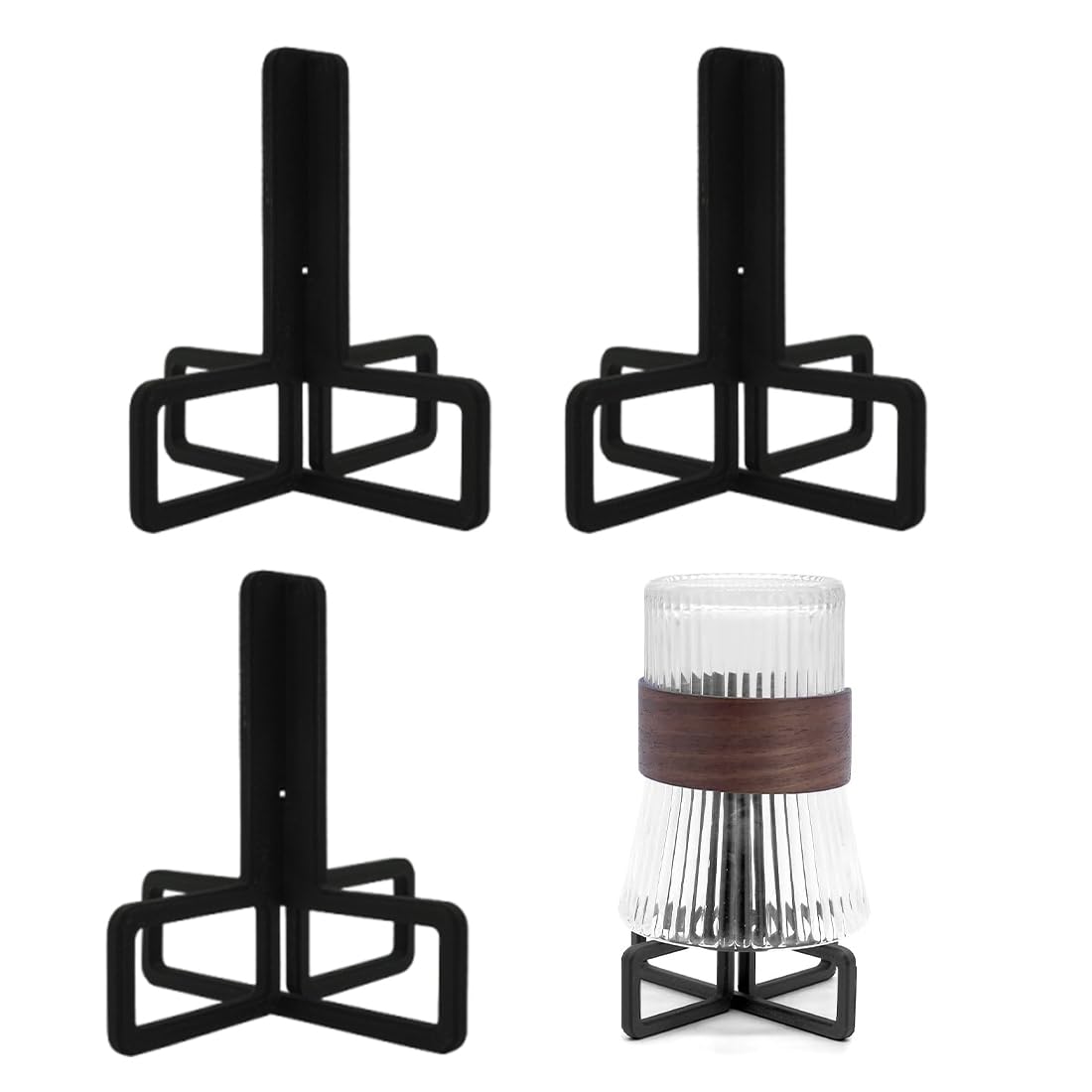 HAGNA 3 Pezzi Scolabottiglie, Scola Borracce, Design Scavato Porta Biberon, Universale Scola Bottiglie Verticale, Per Bottiglie Con Diametro Del Collo Superiore A 2,5 Cm, Nero