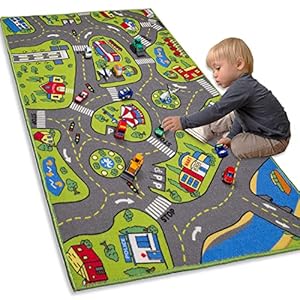 Large Kids Carpet Playmat Rug 32″ x 52″ with Non-Slip Backing, City Life Play Mat for Playing with Car Toy, Game Area for Baby Toddler Kid Child Educational Learn Road Traffic in Bedroom, Classroom