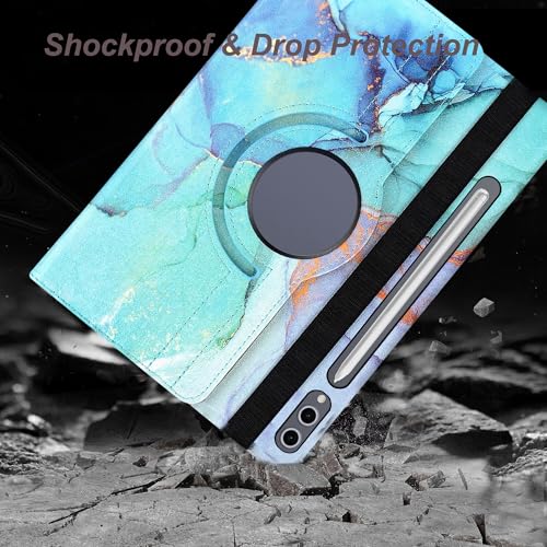 Image of TGK Rotating Flip Cover for Samsung Galaxy Tab S9 FE+ /S9 Plus /S10+ 12.4 inch Case Printed (Green Marble)