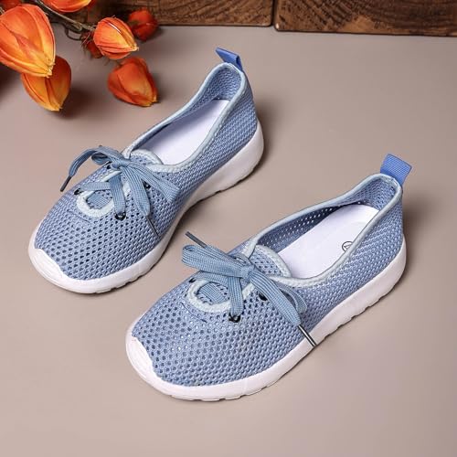 Women's Breathable Mesh Lace Up Sneakers Comfortable Casual Walking Shoes Lightweight Flat Sole Fashion Athletic4