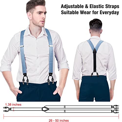 Image of DiBanGu Paisley Bow Tie and Supenders for Men Tuxedo Heavy Duty 6 Clips Suspender Adjustable Y-Shape Mens Trouser Braces