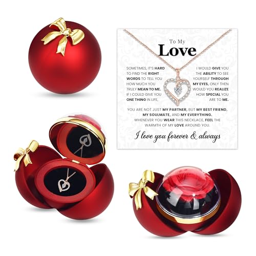 925 Sterling Silver Eternal Heart Necklaces for Wife With Rose