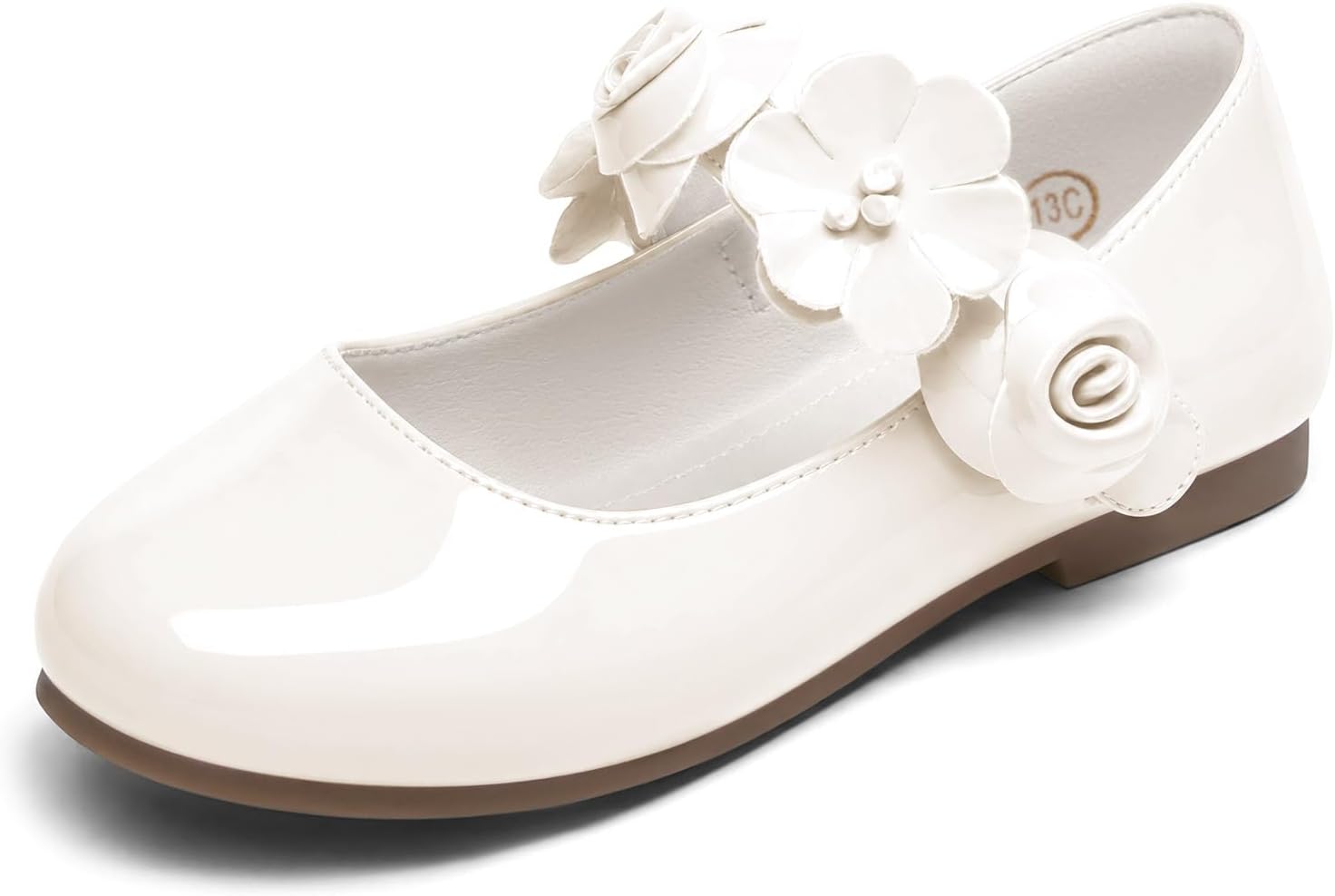 Coutgo Girls Mary Jane Dress Shoes Flower Girl Shoes Closed Round Toe Ballet Flats for School Party Wedding