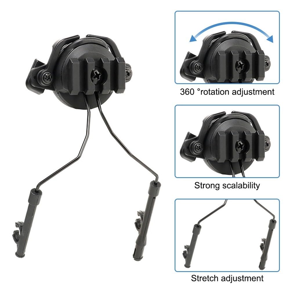 Support D'adaptateur de Casque Tactique, Support Suspension de Casque Réglable en Rotation à 360 ° Ensemble D'adaptateur de Casque pour Rails de Guidage de Casque de 19 à 21mm