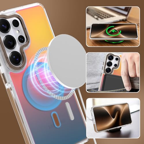 Image of Magnetic Case for Samsung Galaxy S26 Ultra [Compatible with Magsafe] [Cute Fashion Fluorescent Design] [1 Screen Protector] Slim Translucent Matte Case for Galaxy S26 Ultra 6.9 inch, Desert