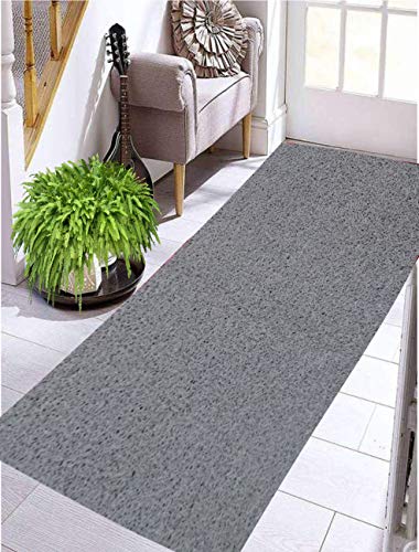 Image of PVC Cushion Rectangular Foot Mat Dirt Rub Thick Mesh Main Entrance Doormat with Anti-Slip Rubber Backing Home Bedroom Bathroom Offices Restaurants Shops (2X10 Feet Grey).