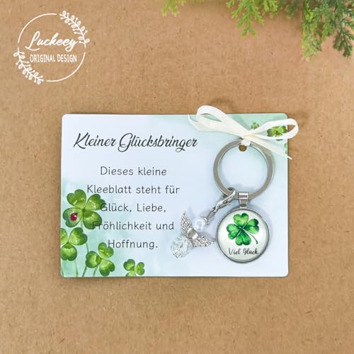 Luckeey Kleeblatt Glücksbringer Schlüsselanhänger, Glücksbringer Prüfung, Viel Glück Geschenke zur Kommunion, Konfirmation, Firmung, Jugendweihe, Abitur, Kleines Geschenk für Frauen Freunde Kollegen Kinder - Detailansicht 2 | TV | Video | Foto