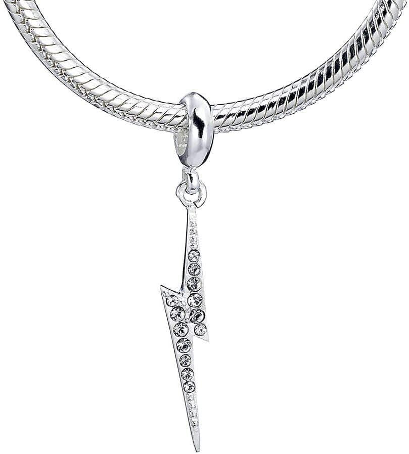 Harry Potter Sterling Silver Lightning Bolt Slider Charm with Crystals
