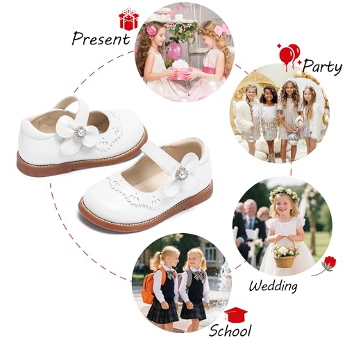 Image of PHIRAMIN Toddler Girl Mary Jane Student Oxford Shoes-Little Girl School Uniform Shoes for Wedding Party