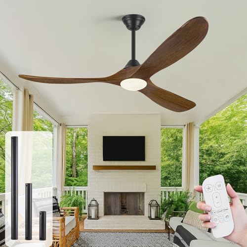 OUENGK Ventilador De Techo De 132 Cm Para Exteriores Con 3 Aspas De Madera, Ventilador De Techo...