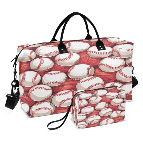 Sac de voyage rouge blanc baseball grand format pour activités nautiques fille
