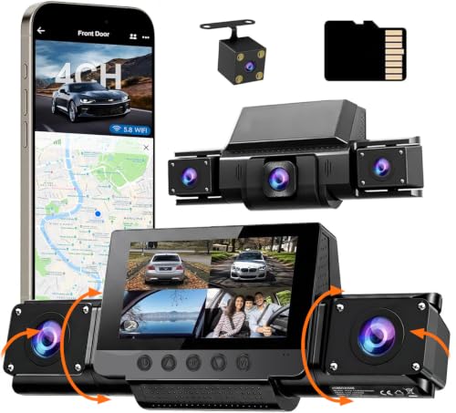 Image of 4 Channel Dash Cam Front and Rear with 360 View for All-Round Protection,