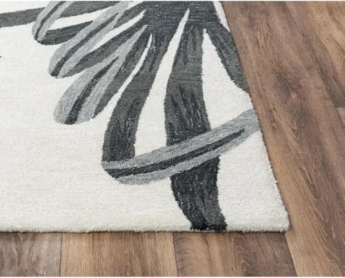 Image of Floral Pattern Wool Carpet with Loop Texture Yarn Anti Shedding Carpet Size 6x8 Feet A2 Ivory Gold & Multi Color