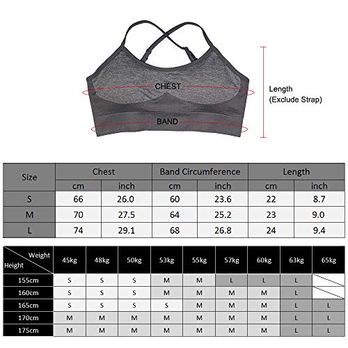 DECDEAL 3 Pacote Mulheres Wirefree Cross Back Sports Bra Activewear Top com estofamento removível pa