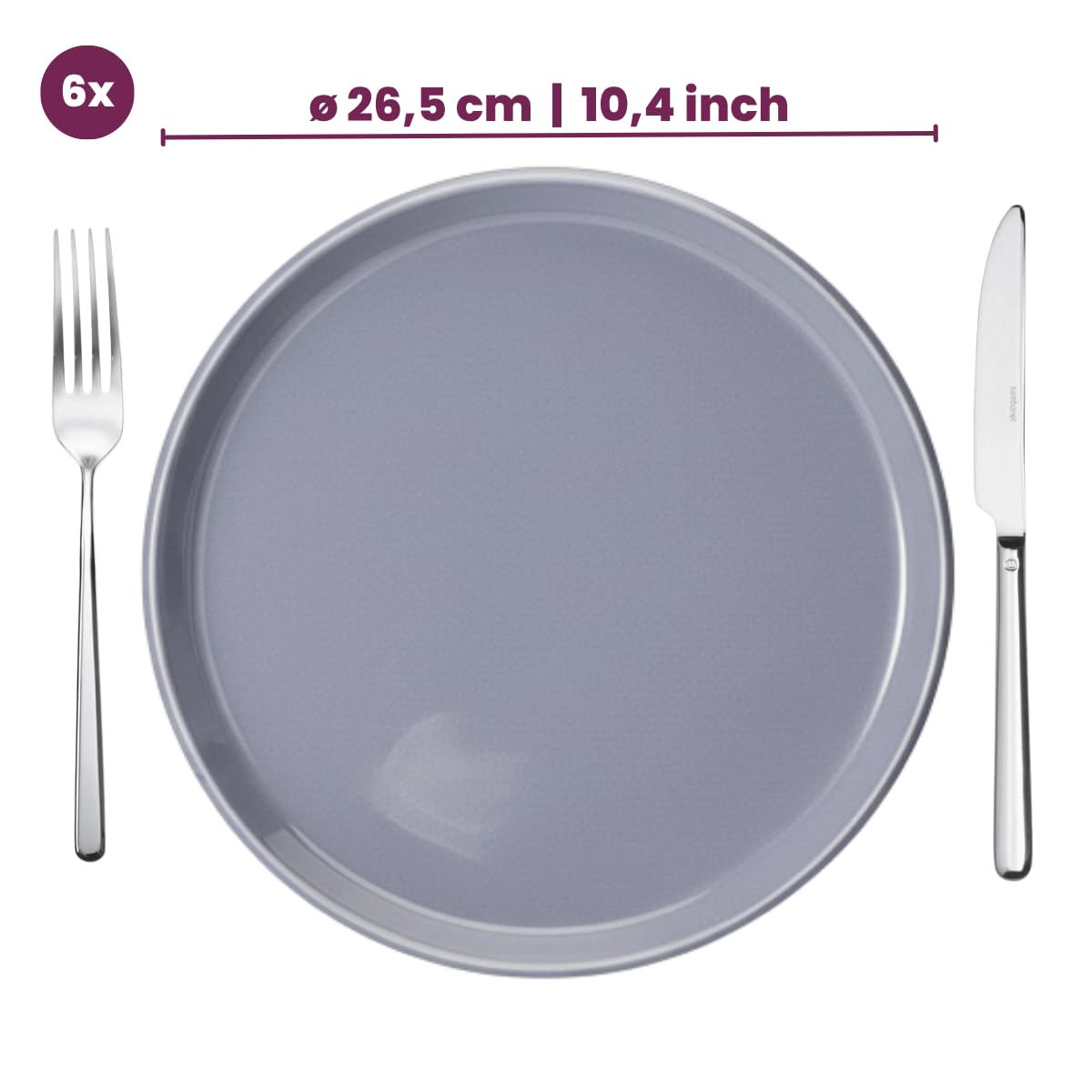 Cookinglife Serviesset Siaki - Wit/Blauw/Grijs - Porselein 18-delig / 6 personen - 6 dinerborden, 6 koszulek i 6 komentarzy