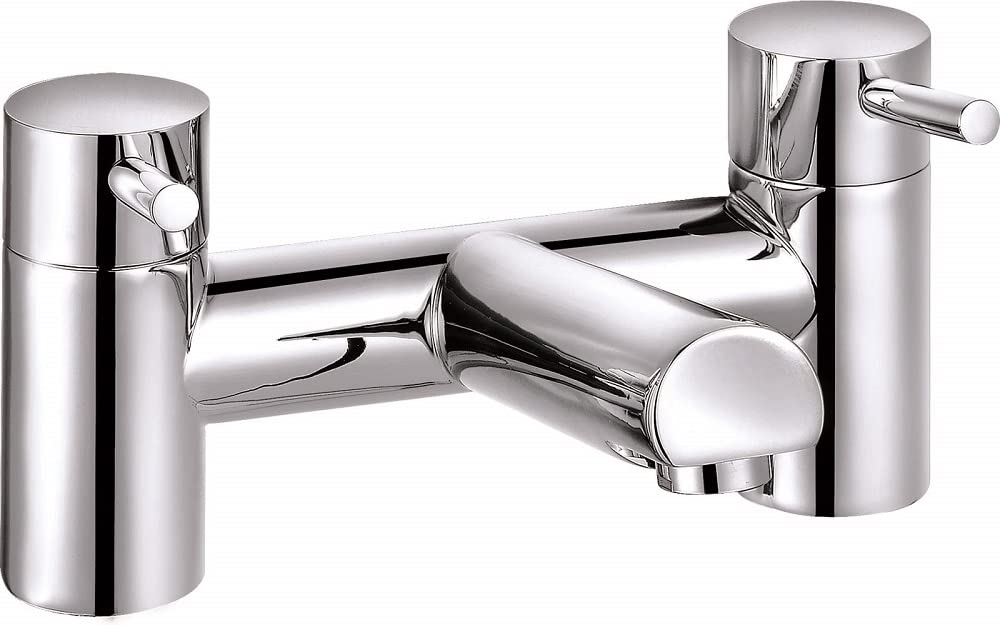 Veebath Chrome Dixon Round Bath Filler Taps, Bathroom Waterfall Bath Filler Mixer Tap Double Lever Tub Tap