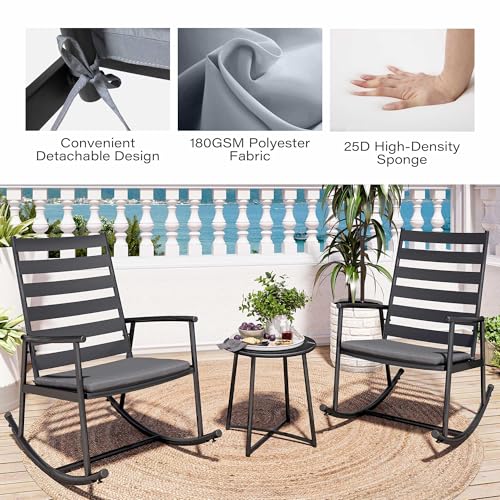 image for LAUSAINT HOME 3 Piece Outdoor Rocking Bistro Set,Small Patio Furniture