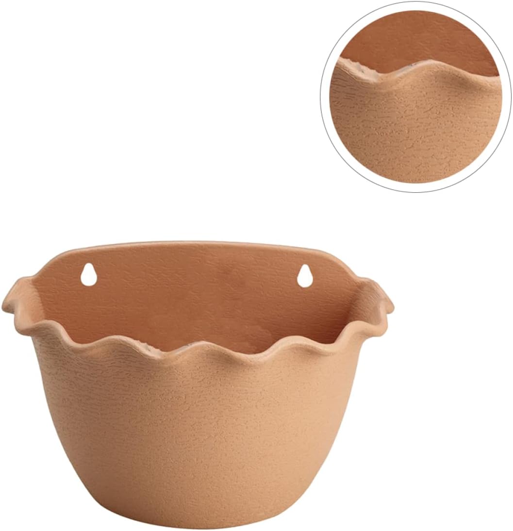 Mikikit Hanging Flowerpot for Supplies Wall Hanging Planter Semicircular Clay Pot