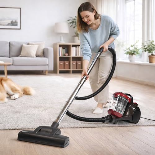 Akitas C10T 850W Beutelloser Staubsauger ohne Beutel Cat and Dog Tierhaare,Staubsaugerzylinder mit Deutschem Wessel Werk,28cm Breite Große Turbokopf-Spinnbürste
