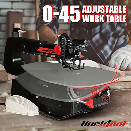 Image of BUCKTOOL Quick Blade Change 16-inch Variable Speed Scroll Saw with Pedal Switch for woodworking Steel Work Table,SSA16LVF