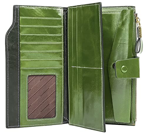Image of YALUXE Women's RFID Real Leather Wallet with 21 Card Slots Phone Pocket