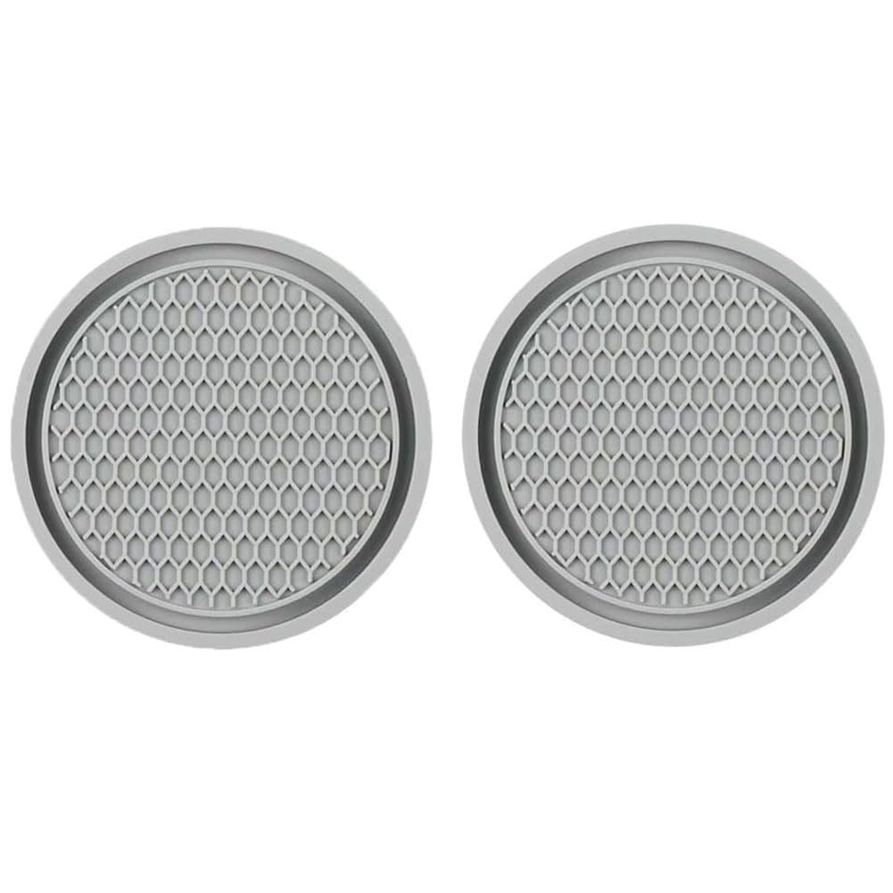 2 Pcs Car Round Coasters for Hyundai Kona EV 2019-2024 Luxus, Cup Holder Insert Coaster Rubber Drink Holders Mats Anti Slip Interior Accessories,B/Grey