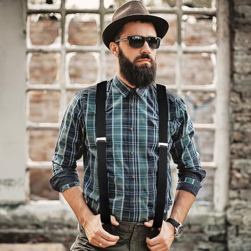 Vesberkl Men'S Suspenders,Black Suspenders,Suspenders For Men,Leather Suspenders,Suspenders For Women,Leather Suspenders For Men,Mens Suspenders For Jeans,Wedding Clothes,Suspenders For Men Heavy Duty thumb #3