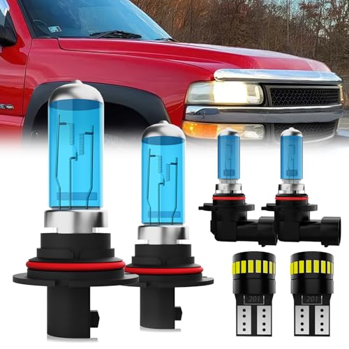 Image of Headlight Bulbs License Plate Lights Fit For Ford F250 Super Duty 1999-2000, 9007 High Low Beam + 9145 Fog Lights Halogen Light Bulb + License Plate Lights, Pack of 6