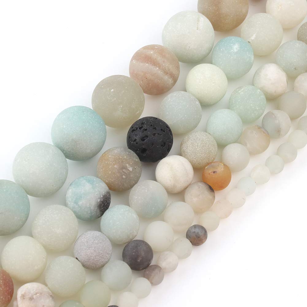 SONG XI Love Beads Natural Matte Colorful Amazonite 8mm Stone Beads for Jewelry Making