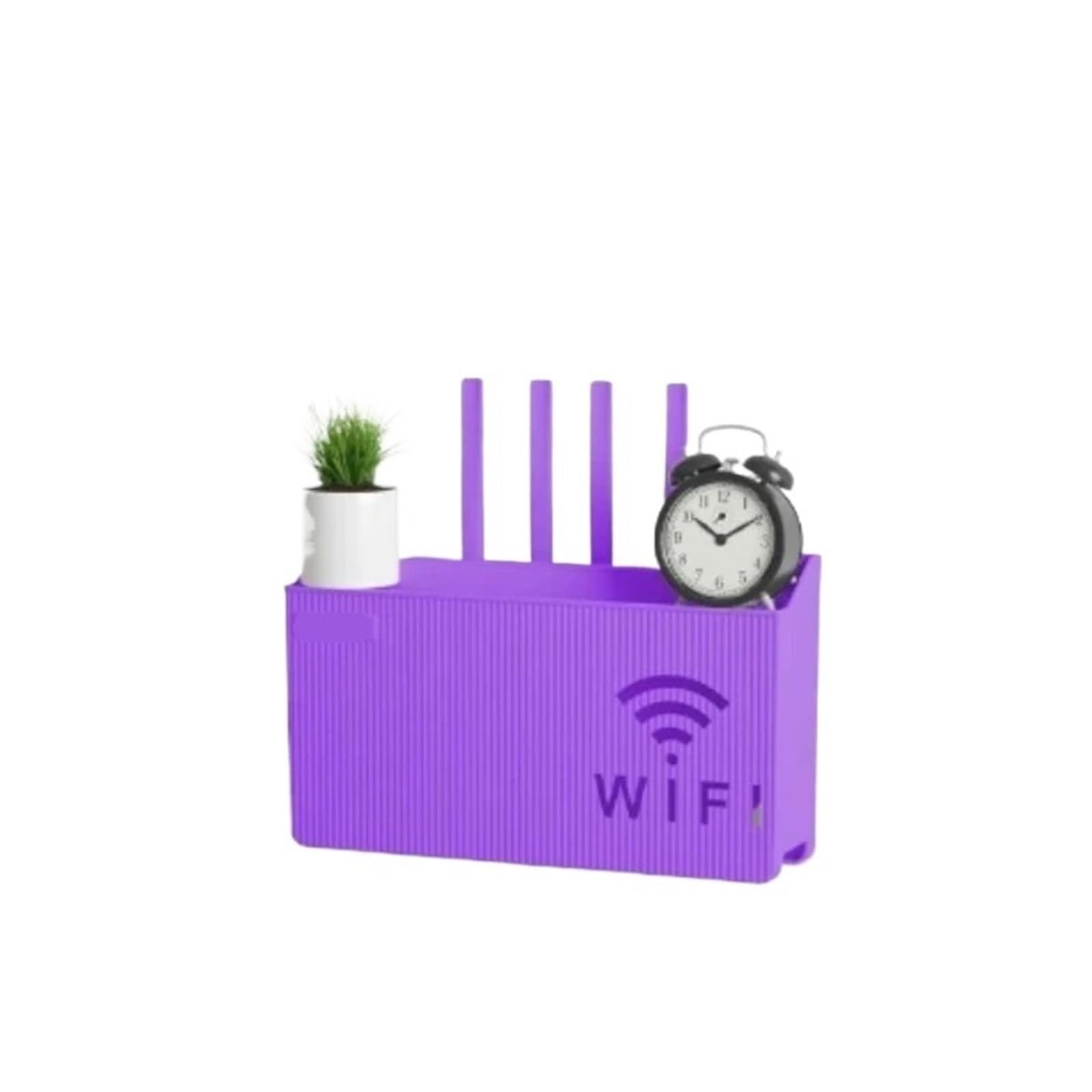 Sqqcreato Purple Wifi Router Storage Box Wall Mounted Storage Box, Wireless Wifi Set-Top, Router Rack, Non Perforated(Purple)