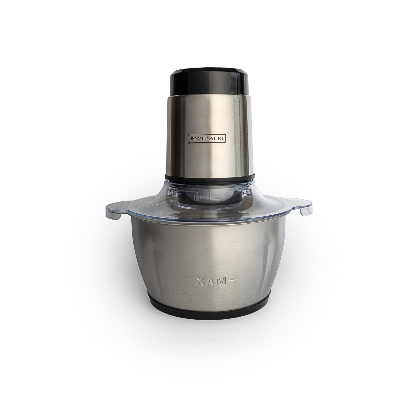 ROYALTY LINE, Tritatutto Multifunzione 300W RLMCE3003418, Ciotola in Acciaio Inox da 1,8 L, 2 Velocità, 4 Lame Affilate, Ideale per Carne, Verdura e Frutta, Facile da Pulire, Design ergonomico