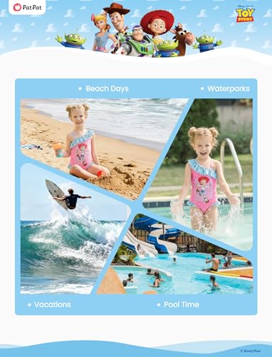 Image of Disney Stitch Frozen Marvel Minnie Mouse Girls Swimsuits Ruffle One Piece Bathing Suits UPF 50 Swimwear Quick Dry Size 2-13Y