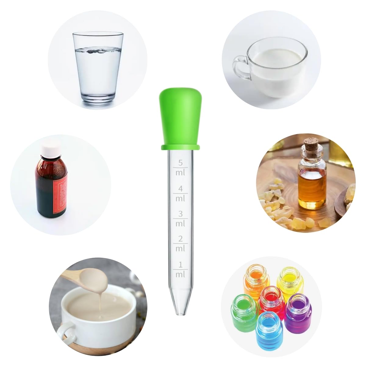 Goteros líquidos, 30 cuentagotas de medicina de 5 ml para niños, pipetas de silicona con 1 cepillo de limpieza, cuentagotas de plástico pequeño para medicina infantil, molde de caramelos, oso de goma,